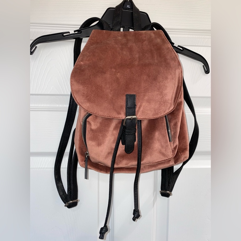 Velvet Faux Suede backpack purse dusty rose